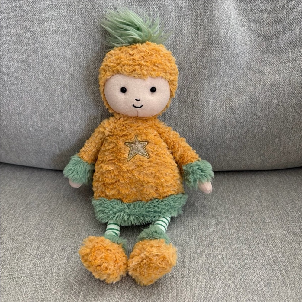 Jellycat 11" Stuffed Plush Doll Perky Perkies Pineapple Top Princess Used Yellow
